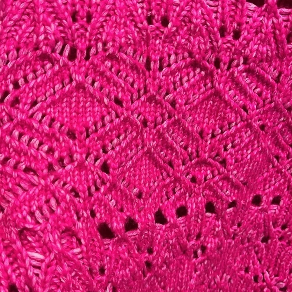 Express Hot Pink Open Knit Crew Sweater